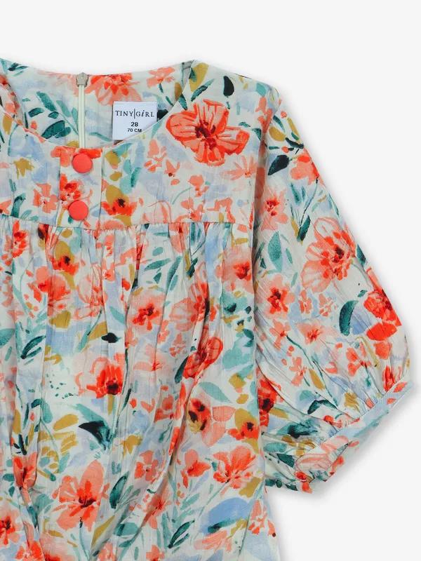TINY GIRL sky blue cotton printed top