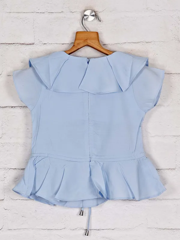 Tiny Girl solid blue cap sleeves top