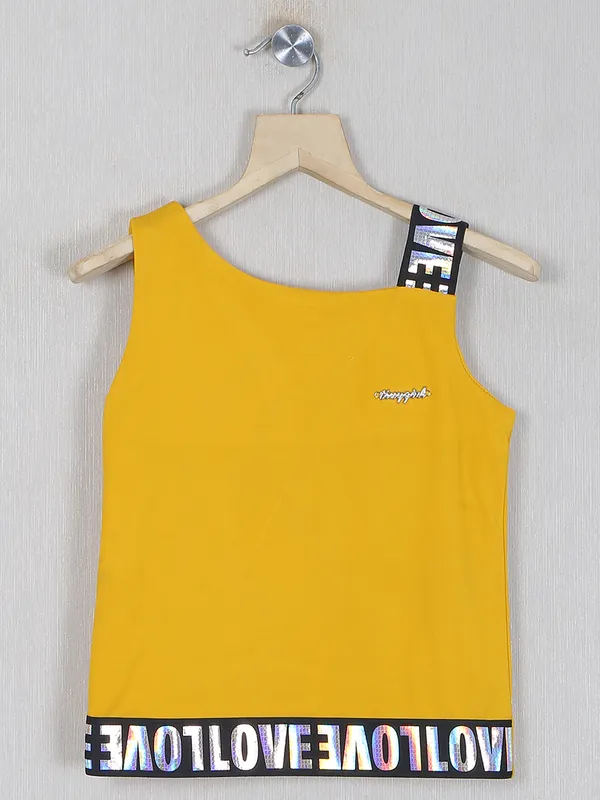 Tiny girl solid mustard yellow girls top