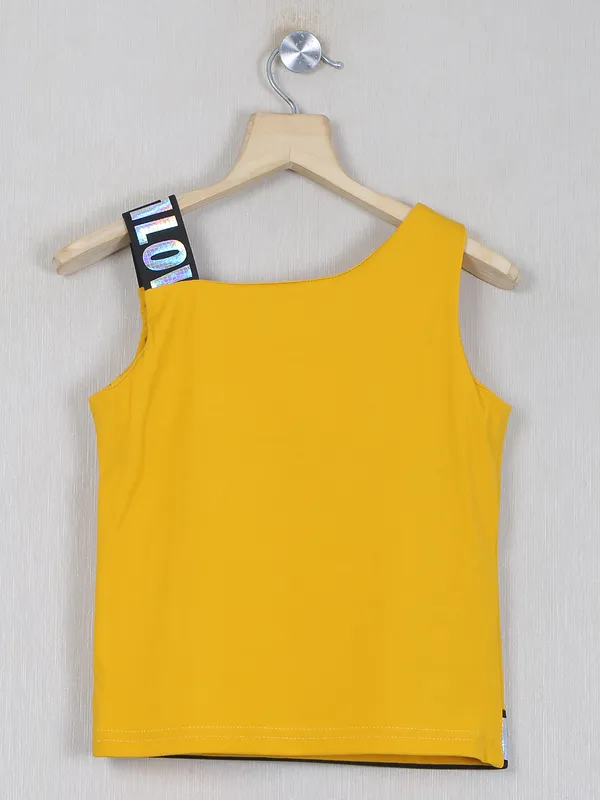 Tiny girl solid mustard yellow girls top