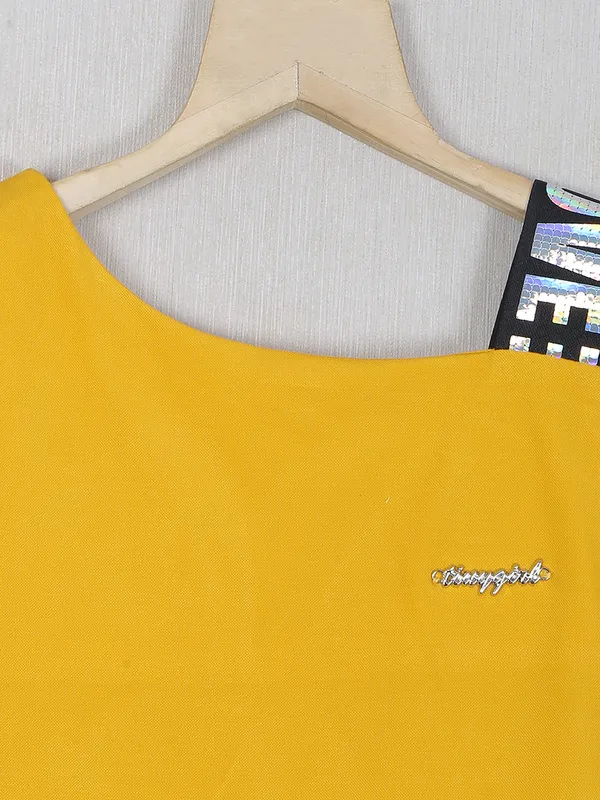 Tiny girl solid mustard yellow girls top