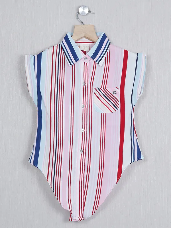Tiny Girl striped rayon cotton top in white