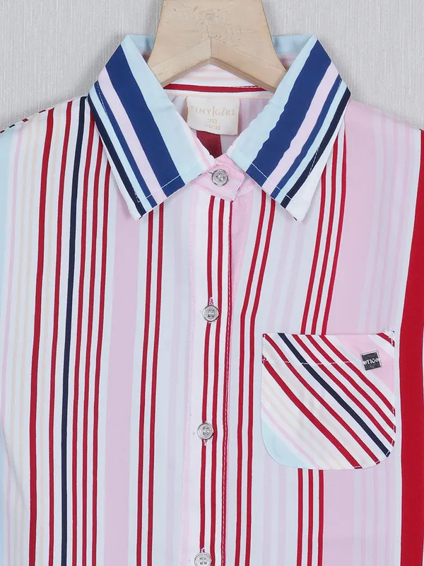 Tiny Girl striped rayon cotton top in white