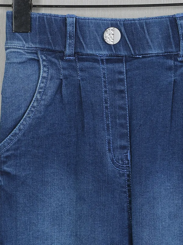 Tiny Girl washed dark blue denim fabric casual jeans