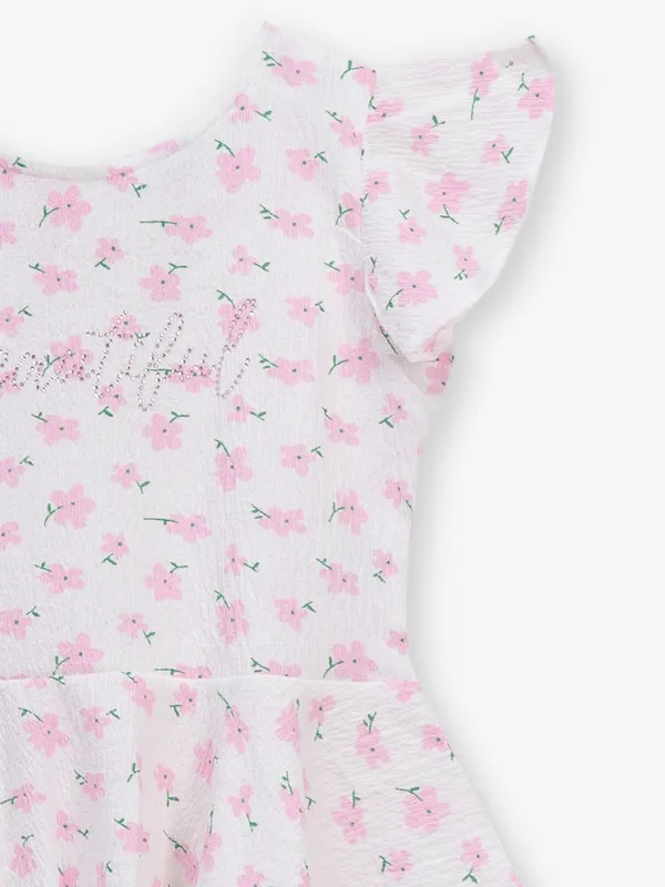 TINY GIRL white and pink cotton silk top