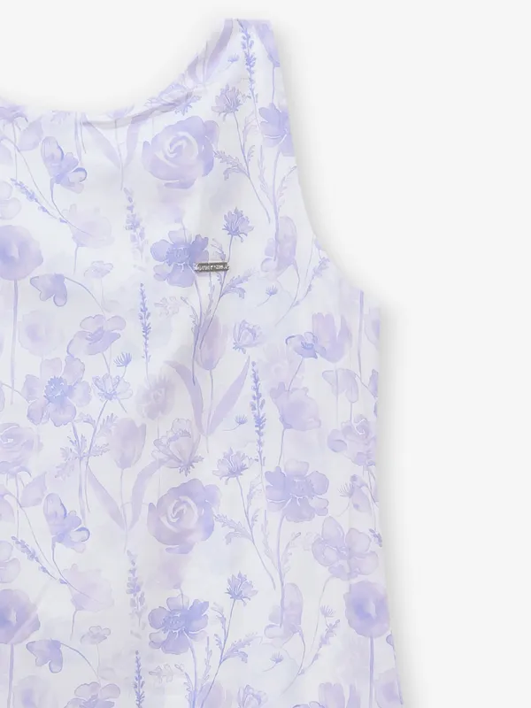 TINY GIRL white and purple cotton silk top