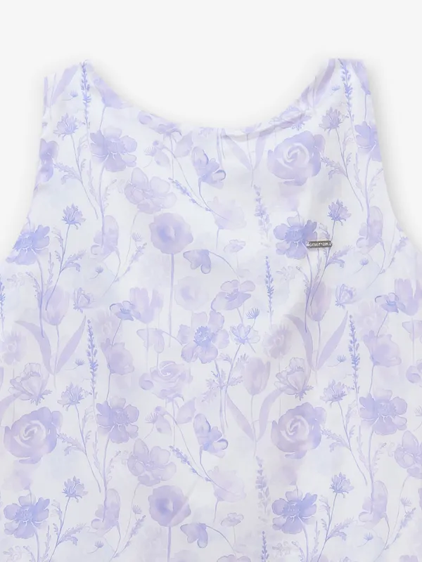 TINY GIRL white and purple cotton silk top