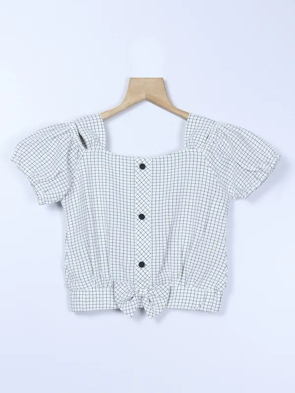 Tiny Girl white checks cotton top