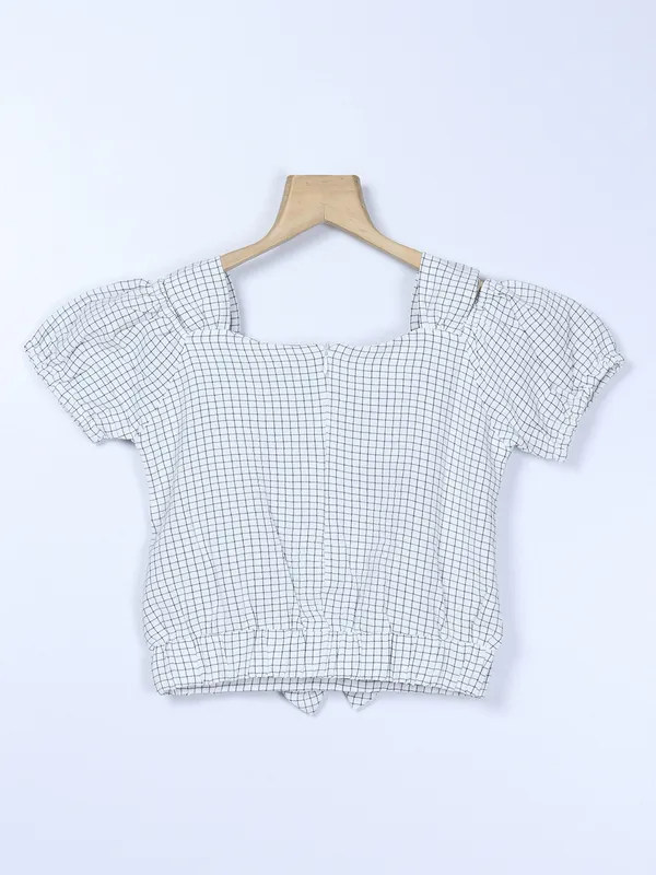 Tiny Girl white checks cotton top