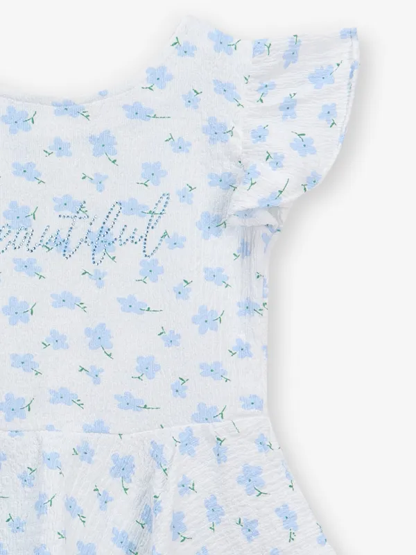 TINY GIRL white cotton silk top with print