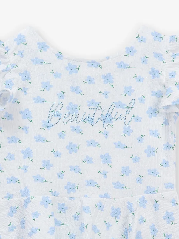 TINY GIRL white cotton silk top with print