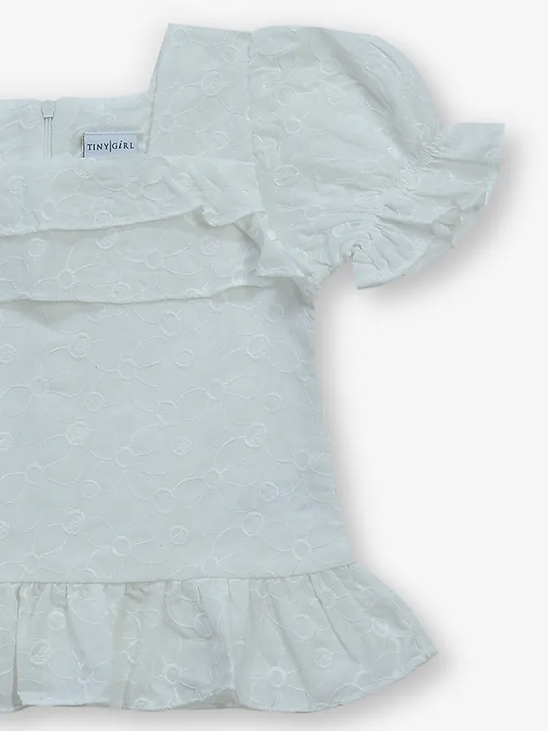 TINY GIRL white cotton top for girls