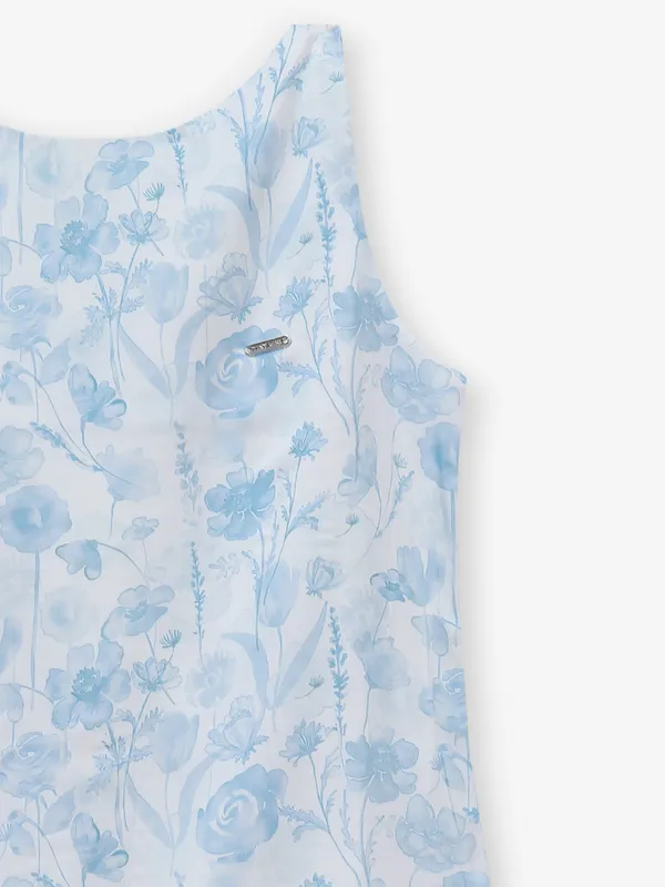 TINY GIRL white floral printed cotton silk top