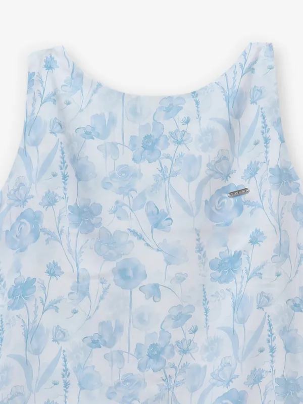 TINY GIRL white floral printed cotton silk top