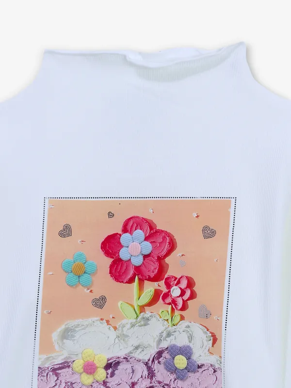 TINY GIRL white lycra full sleeves top
