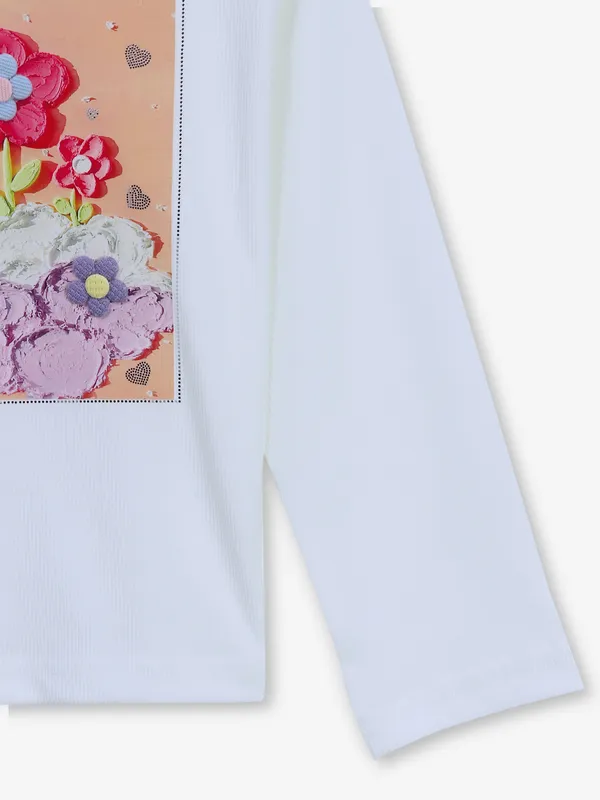 TINY GIRL white lycra full sleeves top
