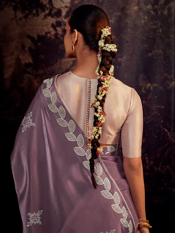 Tissue silk mauve purple saree