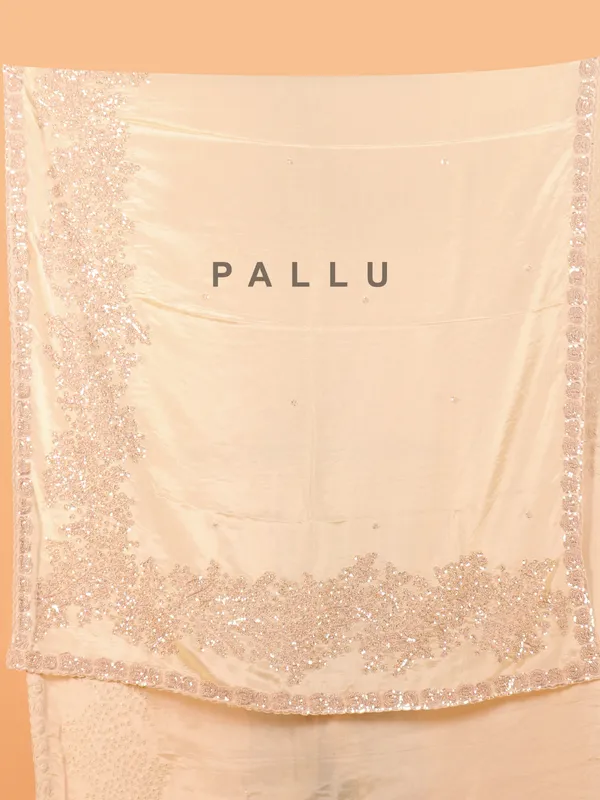 Tissue silk saree for wedding in cream