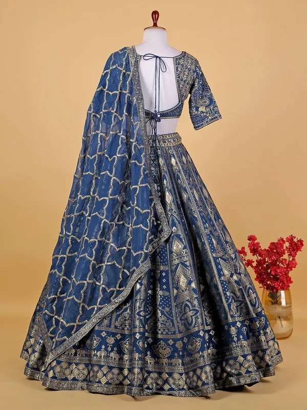 Traditional blue silk lehenga choli