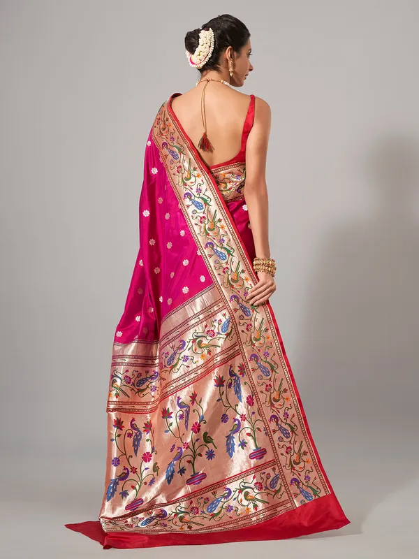 Traditional magenta paithani silk saree