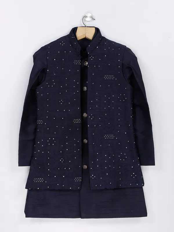 Traditional navy silk waistcoat set
