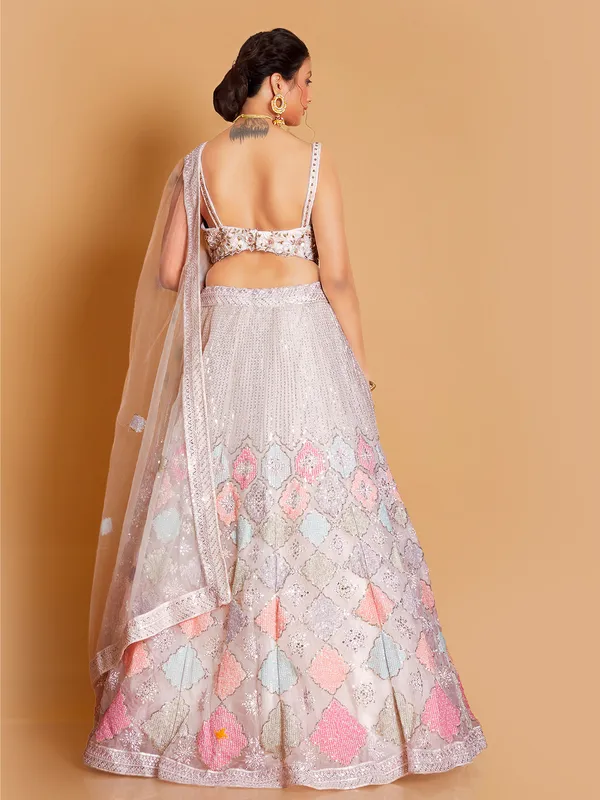 Traditional off white georgette lehenga choli