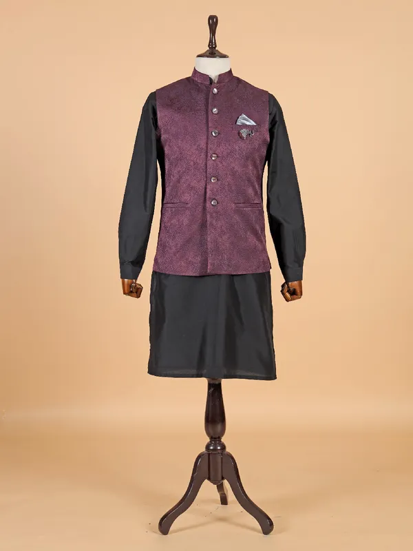 Traditional wine silk waistcoat set for man