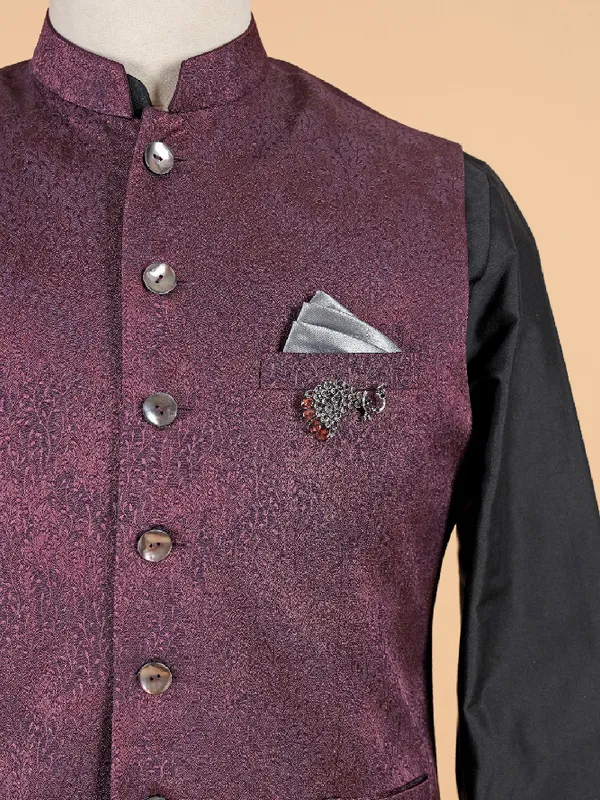 Traditional wine silk waistcoat set for man