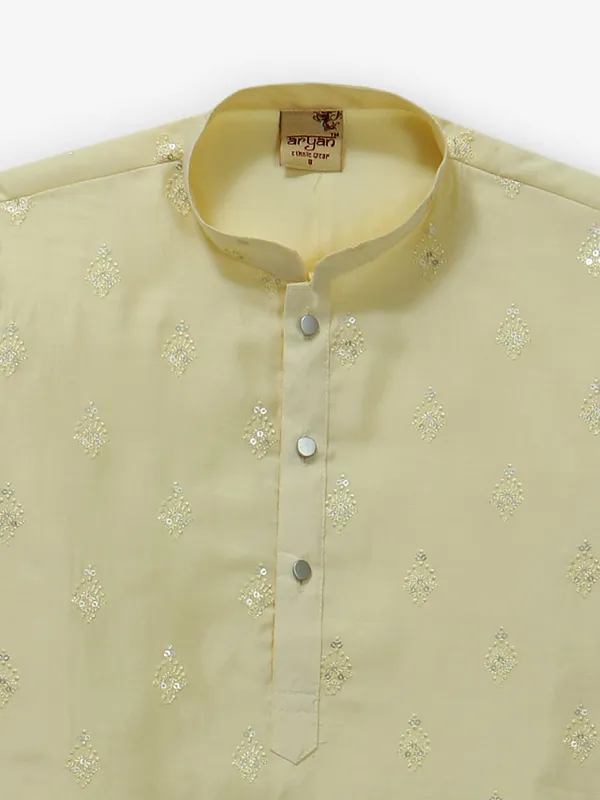 Traditional yellow cotton kurta suit for boys
