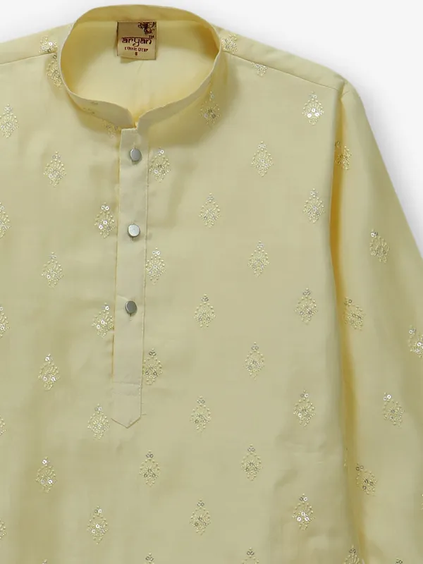 Traditional yellow cotton kurta suit for boys