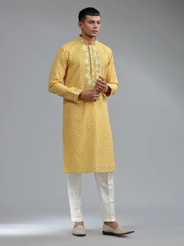 Traditional yellow georgette kurta suit