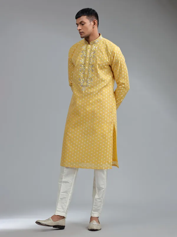 Traditional yellow georgette kurta suit