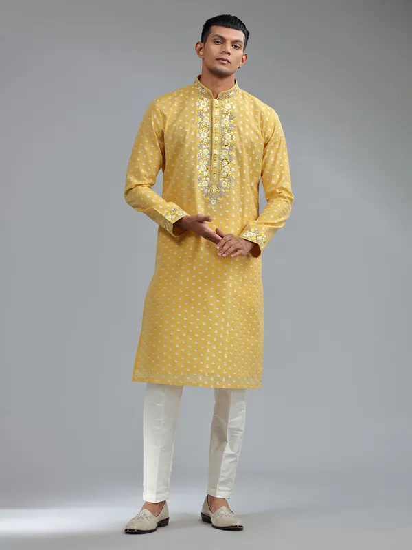 Traditional yellow georgette kurta suit