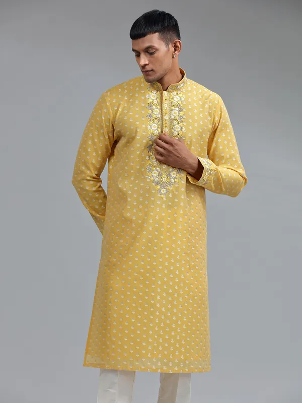 Traditional yellow georgette kurta suit