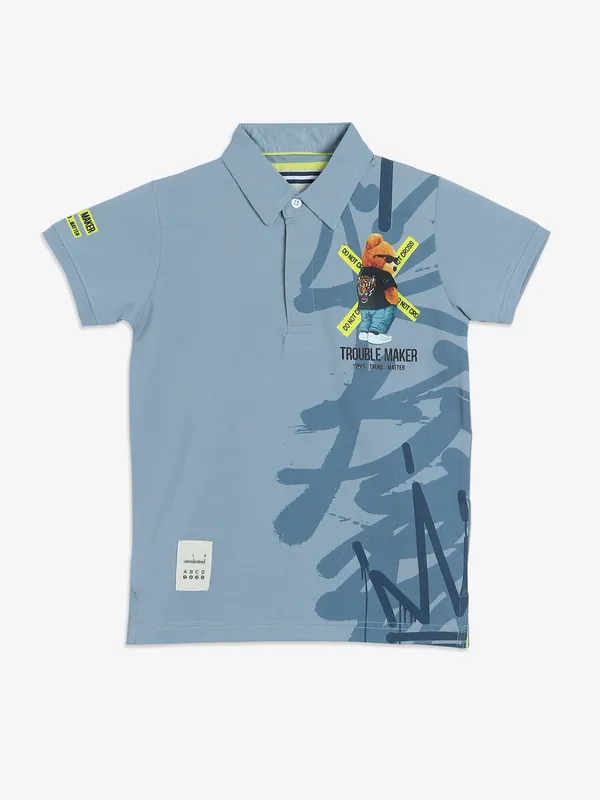 TREND cotton printed blue t-shirt