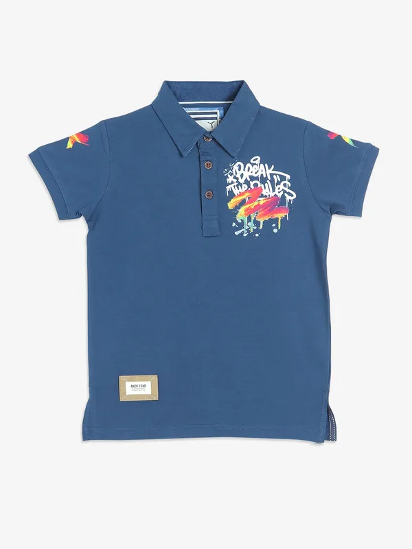 TREND dark blue cotton polo t-shirt