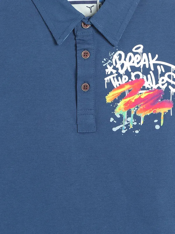 TREND dark blue cotton polo t-shirt