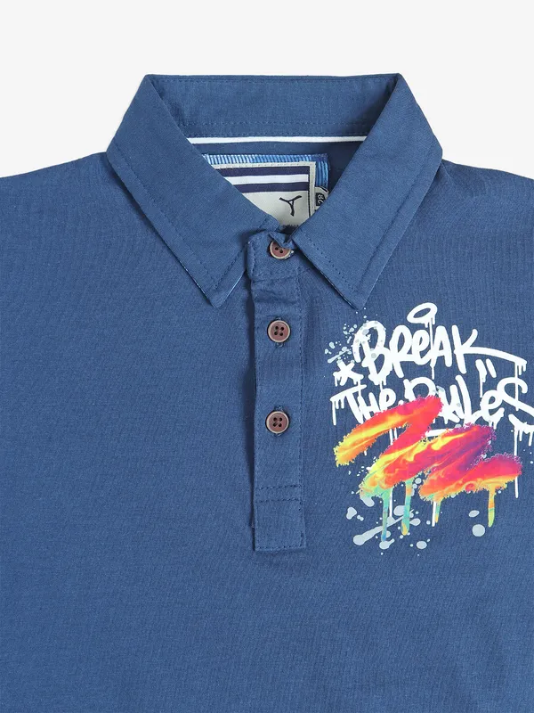 TREND dark blue cotton polo t-shirt