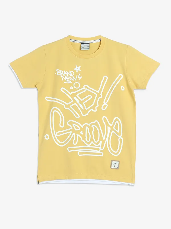 TREND light yellow cotton printed t-shirt