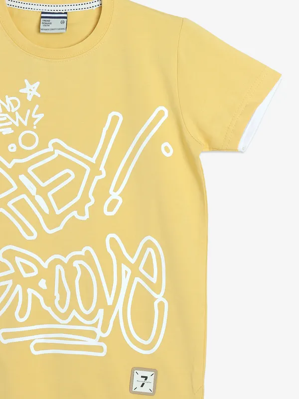 TREND light yellow cotton printed t-shirt