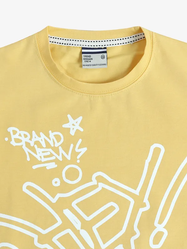 TREND light yellow cotton printed t-shirt