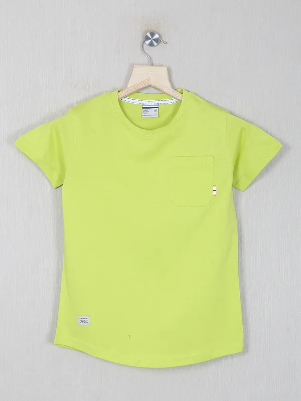 Trend printed lime green casual t-shirt for boys