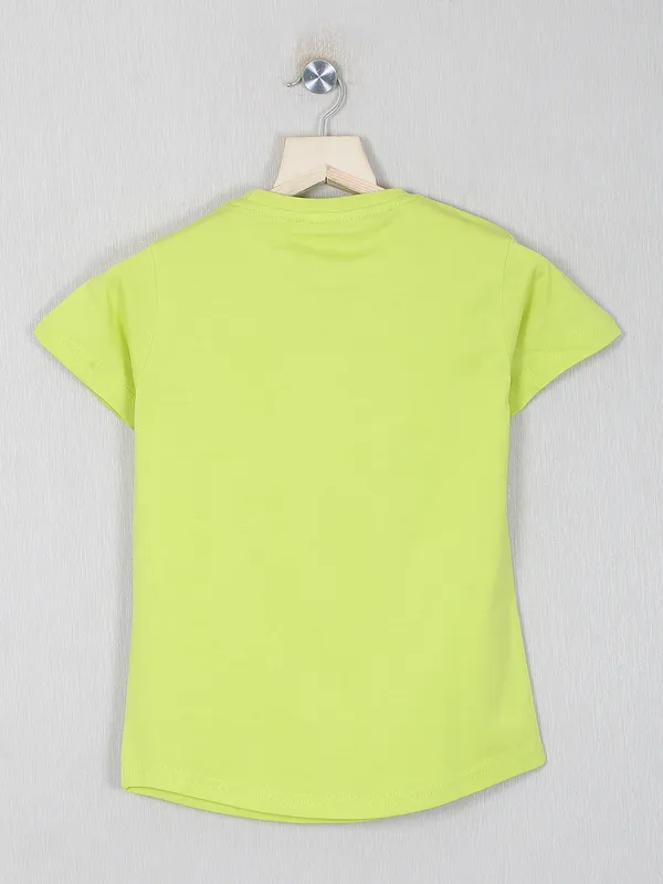 Trend printed lime green casual t-shirt for boys
