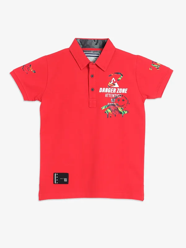 TREND red printed cotton t-shirt