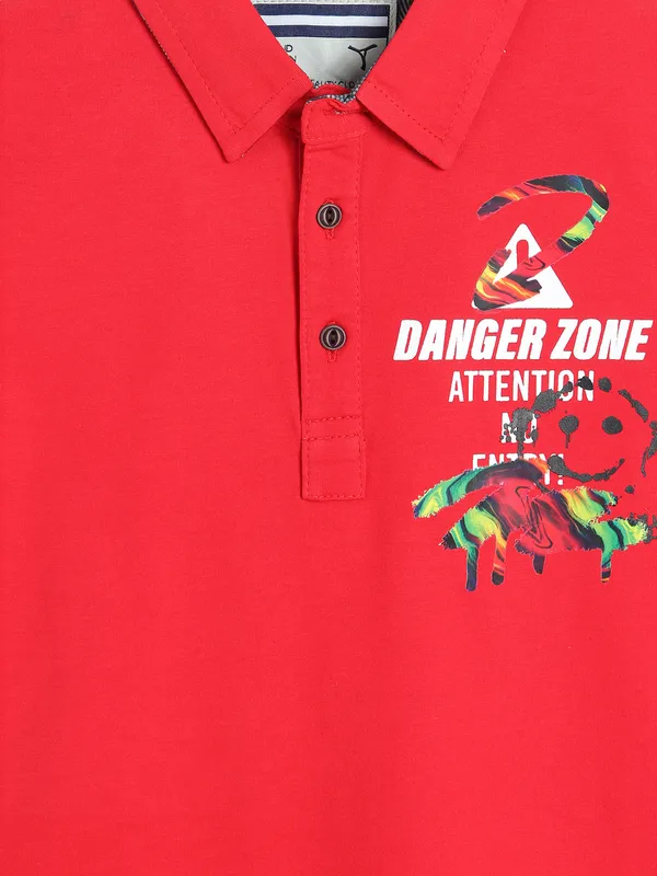 TREND red printed cotton t-shirt