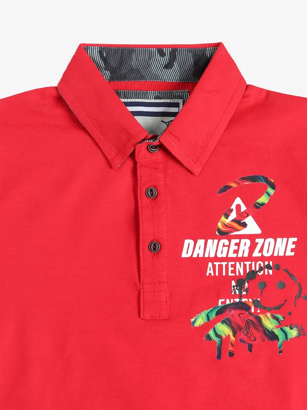TREND red printed cotton t-shirt