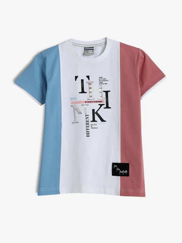 TREND sky blue color block t-shirt