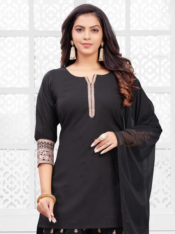 Trendy black crepe patiala salwar suit
