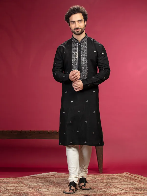 Trendy black  Men Kurta pajama for festive