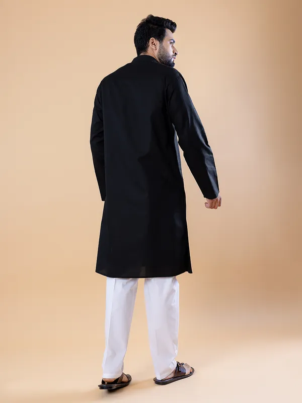 Trendy black  Men Kurta pajama in cotton